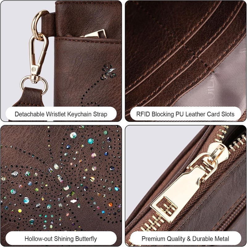 KITEVIUN Wristlet Wallets Clutch Purses for Women, Slim RFID Blocking Cell Phone Wallet Purse with Credit Card Holder - Image 4